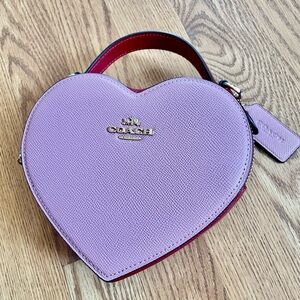 Coach Pink Heart Mini Top-Handle Bag with Red Trim